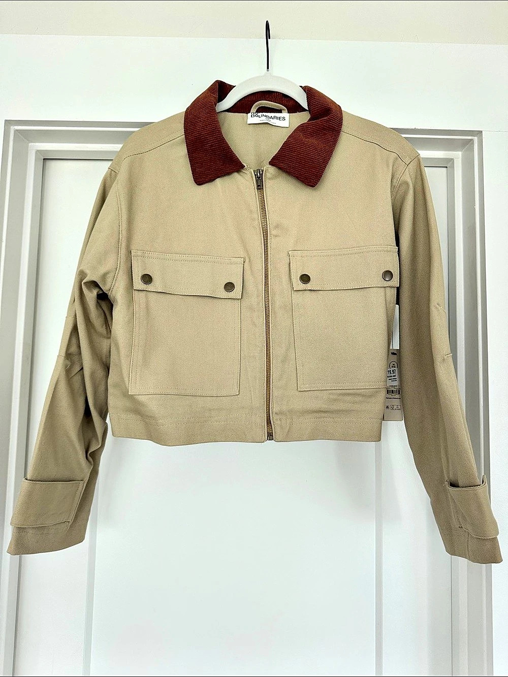 No Boundaries NBN Barn Jacket Utility Barn Jacket Beige XS NWT